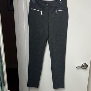 49. Micheal Michael Kors Dark Gray Derby Zipper Pockets, Skinny Leg Pants Sz  4